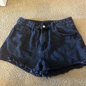 black denim shorts